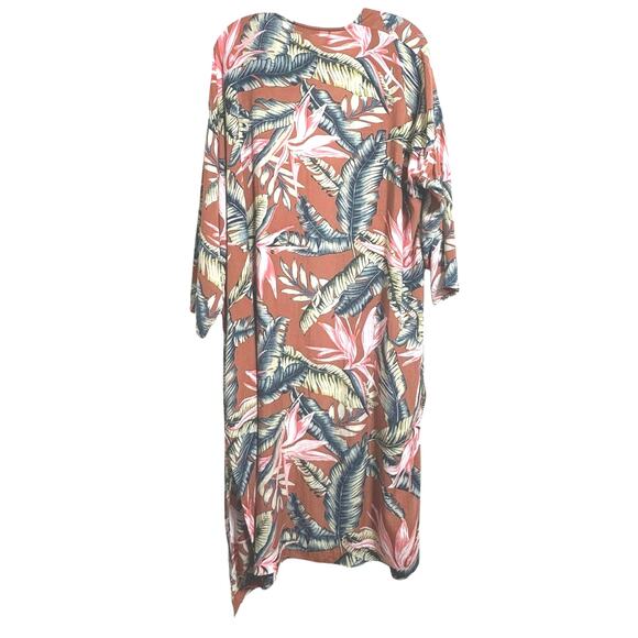 Loft Women’s Tangerine Floral Kimono Duster Long Sleeve Flowy Modal M/L - Picture 7 of 10